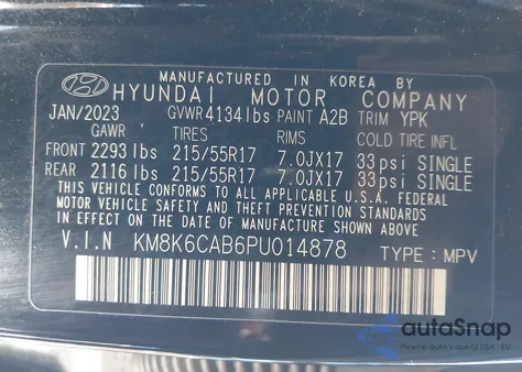 2023 Hyundai Kona Sel z USA, uszkodzony, nr VIN KM8K6CAB6PU014878